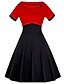 cheap Vintage Dresses-Women&#039;s Swing Dress Short Sleeve Polka Dot Vintage Cotton Black Red Fuchsia S M L XL XXL 3XL
