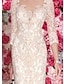 זול שמלות לאם הכלה-מעטפת \ עמוד שמלה לאם הכלה  אורחת חתונה מידה גדולה סקסי לראות דרך בטו צוואר באורך  הברך תחרה שרוול 4\3 עם קפלים אפליקציות 2024