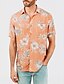 cheap Men&#039;s Shirts-Men&#039;s Daily Beach Basic Plus Size Hawaiian Shirt - Creamsicle Floral Print Orange / Short Sleeve