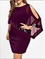 cheap Women&#039;s Dresses-Women&#039;s Plus Size Wine Purple Dress Basic T Shirt Solid Colored Sequins Patchwork S M Loose