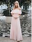 cheap Evening Dresses-A-Line Prom Dresses Plus Size Dress Holiday Floor Length Short Sleeve Off Shoulder Chiffon Backless with Ruffles Slit 2022
