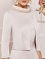 cheap The Wedding Store-Sheath / Column Mother of the Bride Dress Plus Size Vintage Elegant High Neck Knee Length Satin 3/4 Length Sleeve Short Jacket Dresses with Crystals Appliques 2023