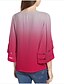 abordables Női blúzok és ingek-Women&#039;s Color Block Patchwork Loose Shirt Basic Daily Wear V Neck Blue / Purple / Red