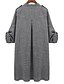 cheap Women&#039;s Trench Coats-Women&#039;s Daily Basic Plus Size Long Trench Coat, Solid Colored Collarless Long Sleeve Polyester Dark Gray