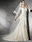 cheap Wedding Dresses-Engagement Formal Wedding Dresses Sweep / Brush Train Mermaid / Trumpet 3/4 Length Sleeve V Neck Lace With Lace Insert 2023 Bridal Gowns