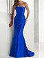 cheap Evening Dresses-Mermaid / Trumpet Elegant Sparkle &amp; Shine Wedding Guest Formal Evening Dress Strapless Sleeveless Sweep / Brush Train Satin with Crystals 2022