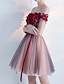 Χαμηλού Κόστους Φορέματα για Γιορτές και Πάρτι-Γραμμή Α Κοκτέιλ Φορέματα Πάρτι Φόρεμα Ημέρα του Αγίου Βαλεντίνου Καλωσόρισμα Κοντό / Μίνι Κοντομάνικο Ώμοι Έξω Ροζ φόρεμα Τούλι με Φιόγκος(οι) Διακοσμητικά Επιράμματα 2024