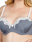 baratos Lingerie Sexy-Mulheres De renda Com Aro Total Sutiã Cordão Bordado Laço Cinzento