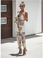 cheap Women&#039;s Jumpsuits-Women&#039;s Vacation Black Wine Beige Jumpsuit Floral Print