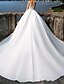 cheap Wedding Dresses-Ball Gown Wedding Dresses V Neck Sweep / Brush Train Lace Satin Long Sleeve Casual Beautiful Back Illusion Sleeve with Buttons 2020