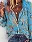 preiswerte Blusen und Hemden für Damen-Damen Bluse Geometrisch Sexy Täglich Übergröße Bluse Hemd Langarm V Ausschnitt Lockere Passform Blau Purpur Gelb US4 / UK8 / EU36