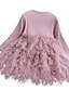 cheap Dresses-Kids Toddler Girls&#039; Active Sweet Solid Colored Lace Long Sleeve Above Knee Dress White