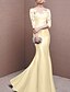 Χαμηλού Κόστους Φορέματα Ξεχωριστών Γεγονότων-Τρομπέτα / Γοργόνα Όμορφη Πλάτη Αρραβώνας Επίσημο Βραδινό Φόρεμα Λαιμός ψευδαίσθησης Μισό μανίκι Μακρύ Δαντέλα Σαρμέζ με Κουμπί Διακοσμητικά Επιράμματα 2021