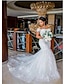 cheap Wedding Dresses-Engagement Sexy Formal Wedding Dresses Mermaid / Trumpet Off Shoulder Cap Sleeve Chapel Train Lace Bridal Gowns With Appliques 2024
