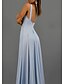 Χαμηλού Κόστους Φορέματα ειδικών περιστάσεων-Γραμμή Α Ανοικτή Πλάτη Επίσημο Βραδινό Φόρεμα Βυθίζοντας το λαιμό Αμάνικο Μακρύ Σατέν με Πλισέ Με Άνοιγμα Μπροστά 2022