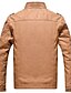 cheap Men&#039;s Jackets &amp; Coats-Men&#039;s Solid Colored Basic Fall Faux Leather Jacket Regular Daily Long Sleeve Faux Fur Coat Tops Light Brown