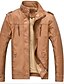 cheap Men&#039;s Jackets &amp; Coats-Men&#039;s Solid Colored Basic Fall Faux Leather Jacket Regular Daily Long Sleeve Faux Fur Coat Tops Light Brown