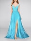 cheap Evening Dresses-A-Line Evening Gown Party Dress Sexy Dress Engagement Prom Court Train Sleeveless V Neck Chiffon with Slit Appliques 2024
