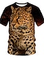 cheap Animal &amp; Muppets-Leopard T-Shirt Mens 3D Shirt For Sale | Brown Summer | Men&#039;S Tee Graphic Animal 3D Round Neck Daily Holiday Short Sleeve Print Clothing Apparel Vintage