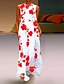cheap Maxi Dresses-Women&#039;s Maxi Red White Dress Swing Floral Crew Neck S M