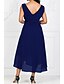 baratos Vestidos de mulher-Mulheres Vestido A Line Vestido maxi longo Roxo Vermelho Azul Marinha Sem Manga Sólido Decote V Cor Única Chiffon S M L XL XXL 3XL 4XL 5XL / Tamanhos Grandes / Tamanhos Grandes