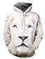 abordables sweats à capuche 3d pour hommes-couple sweat à manches longues imprimé animal avec poche kangourou lion xl