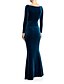 cheap Special Occasion Dresses-Mermaid / Trumpet Evening Gown Elegant Dress Formal Evening Floor Length Long Sleeve V Neck Velvet with Draping 2023