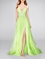cheap Evening Dresses-A-Line Evening Gown Party Dress Sexy Dress Engagement Prom Court Train Sleeveless V Neck Chiffon with Slit Appliques 2024