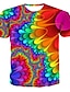 ieftine Geometric-curcubeu flori bărbați cămașă grafică colorată 3d casual | tricou din bumbac de vară cămăși amuzante îmbrăcăminte cu imprimeu abstract cu gât rotund