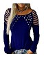 cheap Women&#039;s Blouses &amp; Shirts-Women&#039;s T shirt Tee Solid Colored Sexy Daily Plus Size T shirt Tee Shirt Long Sleeve Round Neck Black Blue Purple XS