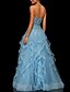 cheap Prom Dresses-A-Line Prom Dresses Luxurious Dress Prom Formal Evening Floor Length Sleeveless Sweetheart Tulle with Sequin Ruffles Tiered 2024