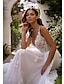 cheap Wedding Dresses-Church A-Line Wedding Dresses Chapel Train Formal Sexy V Neck Lace With Appliques 2023 Bridal Gowns / Garden / Outdoor / Open Back