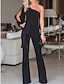 cheap Jumpsuits &amp; Rompers-Women&#039;s Jumpsuit Solid Color Casual Wide Leg Party Casual Regular Fit Blue White Black S M L Summer