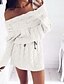 billiga Damklänningar-Dam Tröjklänning Mini klänning - Långärmad Enfärgad Off shoulder Ledig Vit Purpur Rodnande Rosa Grå S M L XL