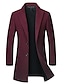 cheap Men&#039;s Outerwear-Men&#039;s Trench Coat Overcoat Long Coat Black Gray Wine Daily Basic Essential Fall Notch lapel collar Slim S M XL L / Winter / Long Sleeve / Wool / Winter / Long Sleeve