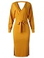 tanie Sukienki sweterkowe-Women&#039;s Yellow Fuchsia Dress Street chic Sheath Solid Colored V Neck S M