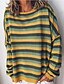 abordables Tops de tallas grandes-Women&#039;s Sweatshirt Striped Basic Yellow Blushing Pink Green Gray S M L XL XXL XXXL XXXXL XXXXXL