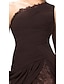 cheap Evening Dresses-A-Line Evening Gown Elegant Dress Party Wear Formal Evening Floor Length Sleeveless One Shoulder Chiffon Backless with Slit Lace Insert 2024