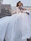cheap Wedding Dresses-Engagement Sexy Fall Formal Wedding Dresses Ball Gown V Neck Long Sleeve Chapel Train Lace Bridal Gowns With Appliques 2023 Summer Wedding Party, Women‘s Clothing