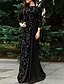 Χαμηλού Κόστους Πάρτι Φορέματα-Γυναικεία Μεγάλα Μεγέθη Φόρεμα για πάρτυ Μακρύ Φόρεμα Μάξι Φόρεμα Μαύρο Ρουμπίνι Θαλασσί 3/4 Μήκος Μανικιού Λαχούρι Κουρελού Φθινόπωρο Χειμώνας Στρογγυλή Ψηλή Λαιμόκοψη καυτό Τ M L XL XXL 3XL 4XL 5XL