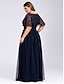 cheap Prom Dresses-A-Line Plus Size Prom Formal Evening Dress Jewel Neck Short Sleeve Floor Length Chiffon with Appliques 2022