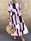 Χαμηλού Κόστους Maxi Φορέματα-Γυναικεία Μίντι φόρεμα - 3/4 Μήκος Μανικιού Γεωμετρικό Στάμπα Καλοκαίρι Μεγάλα Μεγέθη καυτό Καθημερινό Φαρδιά Θαλασσί Ανθισμένο Ροζ Βαθυγάλαζο M L XL XXL 3XL 4XL 5XL