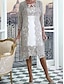 cheap Mother of Bride Dresses with Jacket-Two Piece A-Line Mother of the Bride Dress Jewel Neck Knee Length Lace Half Sleeve Jacket Dresses with Appliques 2023