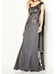 cheap Special Occasion Dresses-Sheath / Column Elegant Formal Evening Dress Y Neck Sleeveless Floor Length Chiffon Lace with Appliques 2021
