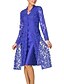 cheap Romantic Lace Dresses-Women&#039;s Lace Knee Length Dress Blue Black Gray Red Long Sleeve Solid Colored Lace Clothing Fall Spring V Neck Hot For Mother / Mom 2022 S M L XL XXL 3XL 4XL 5XL / Plus Size / Plus Size