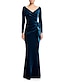 cheap Special Occasion Dresses-Mermaid / Trumpet Evening Gown Elegant Dress Formal Evening Floor Length Long Sleeve V Neck Velvet with Draping 2023