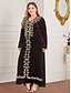 voordelige Grote maten jurken-Dames Vintage Standaard Recht Abaya Jurk - Geometrisch, Split Print Maxi