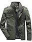 cheap Men&#039;s Outerwear-Men&#039;s Jacket Regular Plus Size Coat Black Army Green Khaki Daily Military Fall Standing Collar Regular Fit M L XL XXL 3XL 4XL / Winter / Long Sleeve / Cotton