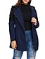 billige Kvinner Fur &amp; Faux Fur Coats-Dame Faux Fur Coat Daglig Skjortekrage Normal Fargeblokk Vin / Svart / Lyseblå S / M / L