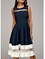 cheap Plus Size Dresses-Women&#039;s A Line Dress Knee Length Dress Black Navy Blue Sleeveless Striped Solid Colored Color Block Fall Spring Round Neck Hot 2021 S M L XL XXL 3XL 4XL 5XL / Plus Size / Plus Size